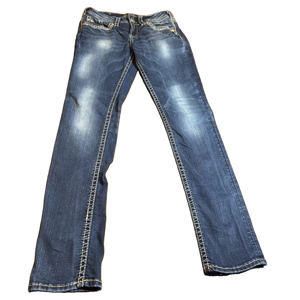 Silver Jeans Co Womens W26 L31 Bootcut Jeans Blue Y2K Heavy Stitch Pockets